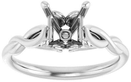 14K White  5.5 mm Square Solitaire Engagement Ring Mounting (3)