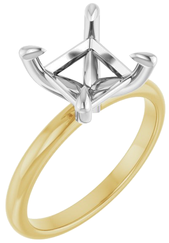 Sužadėtuvių Žiedas „Solitaire“ 14k yellow/white gold Square 7.5mm (1)