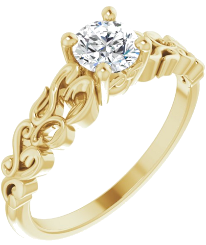 Sužadėtuvių Žiedas „Solitaire Sculptural“ 14k yellow gold Round 5.2mm (6)