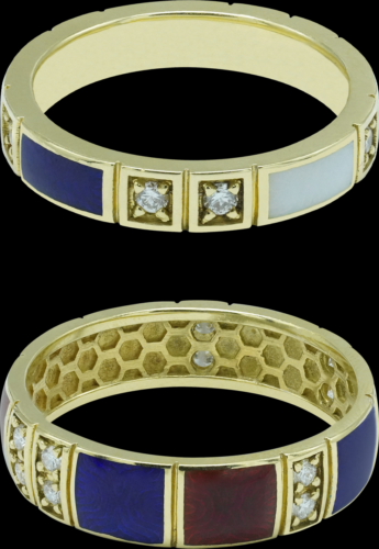Rings with Limoges ceramic and diamonds (4)