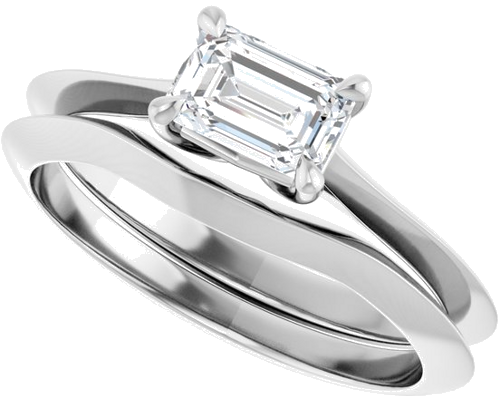 14K White 6x4 mm Emerald Solitaire Engagement Ring Mounting (10)