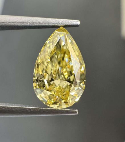 1.06 carat Fancy Intense  Yellow-VS2 Natūralus Pear Deimantas (1)