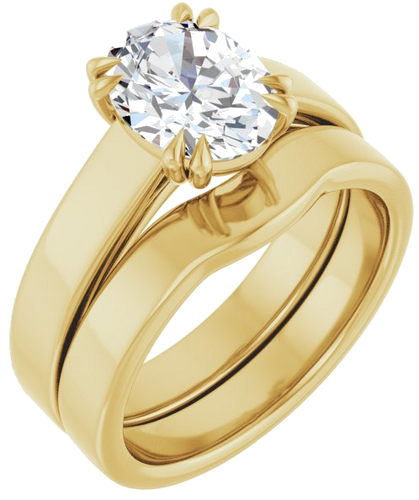 Sužadėtuvių Žiedas „Solitaire“ 585 Geltonojo Aukso Oval 9mm x 7mm (5)