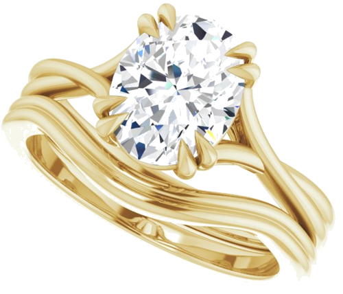 Sužadėtuvių Žiedas „Solitaire“ 585 Geltonojo Aukso Oval 9mm x 7mm (10)