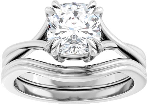 Sužadėtuvių Žiedas „Double Claw-Prong Solitaire Criss-Cross“ 14k white gold Cushion 7mm (8)