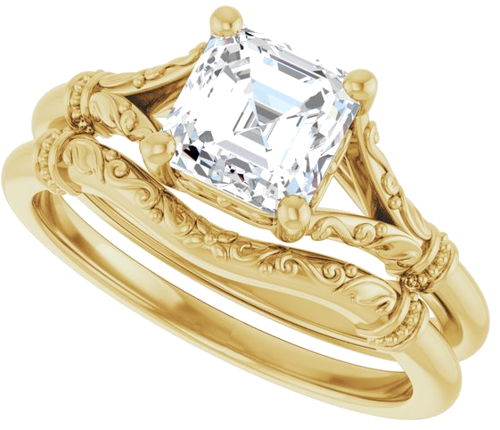 Sužadėtuvių Žiedas „Sculptural“ 10k yellow gold Asscher 6mm (10)