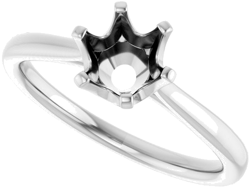 14K White 6.5 mm Round Engagement Ring Mounting (5)