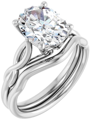 Sužadėtuvių Žiedas „Solitaire Sculptural“ 10k white gold Oval 10mm x 8mm (6)