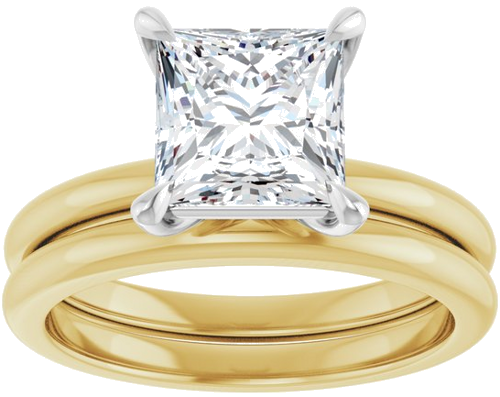 Sužadėtuvių Žiedas „Claw-Prong“ 14k yellow/white gold Square 7mm (8)
