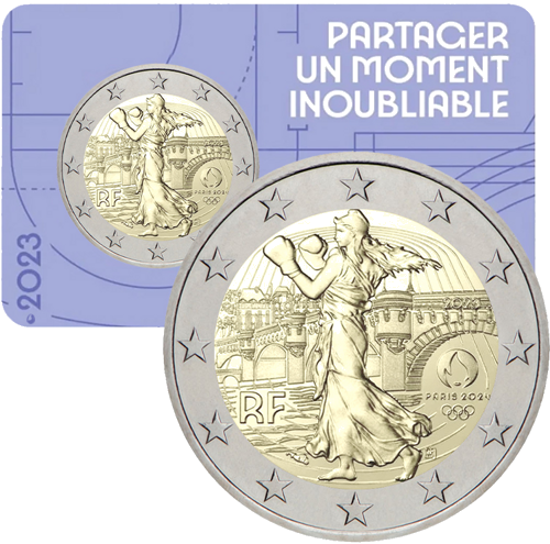 2023 Франция 2 евро BU монета Олимпийские игры Париж 2024 (11)