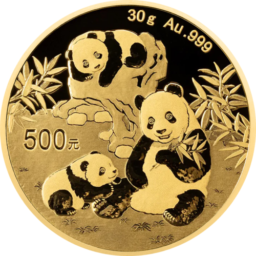 30 g Panda 2025 Kinija 500 juanių auksinė moneta (1)