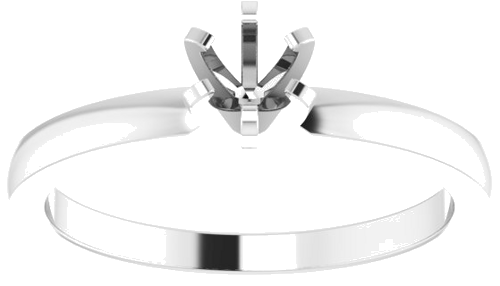 14K White 4-4.1 mm Round Solitaire Engagement Ring Mounting (3)