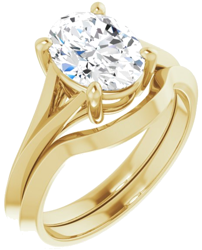Sužadėtuvių Žiedas „Solitaire Split Shank“ 10k yellow gold Oval 9mm x 7mm (6)