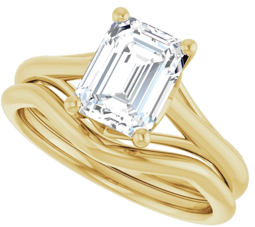 14K Yellow 8x6 mm Emerald Solitaire Engagement Ring Mounting (10)