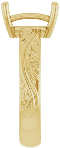 Sužadėtuvių Žiedas „Solitaire Sculptural“ 14k yellow gold Emerald 9mm x 7mm (4)