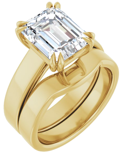 Sužadėtuvių Žiedas „Solitaire“ 585 Geltonojo Aukso Emerald 10mm x 8mm (6)