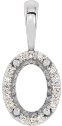 14K White 9x7 mm Oval .06 CTW Natural Diamond Halo-Style Pendant (1)