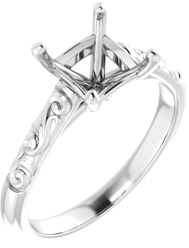 Sužadėtuvių Žiedas „Solitaire“ 14k white gold Square 6mm (1)