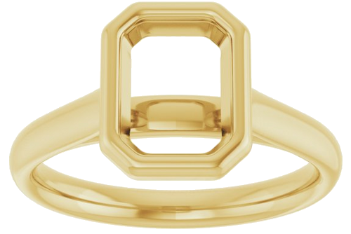 14K Yellow  8x6 mm Emerald Solitaire Engagement Ring Mounting (3)