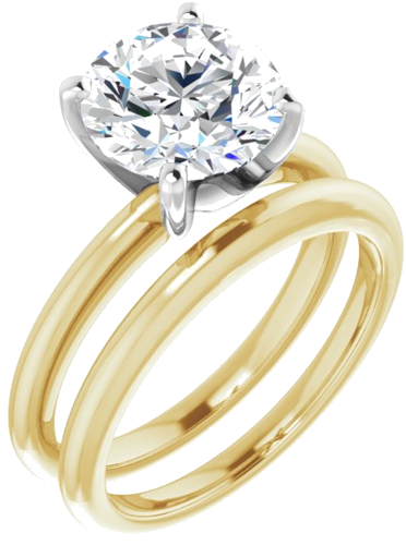 Sužadėtuvių Žiedas „Solitaire“ 585 Baltojo Ir Geltonojo Aukso Round 8.8mm (6)