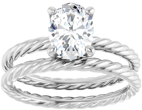 Sužadėtuvių Žiedas „Solitaire“ 585 Baltojo Aukso Oval 8mm x 6mm (8)