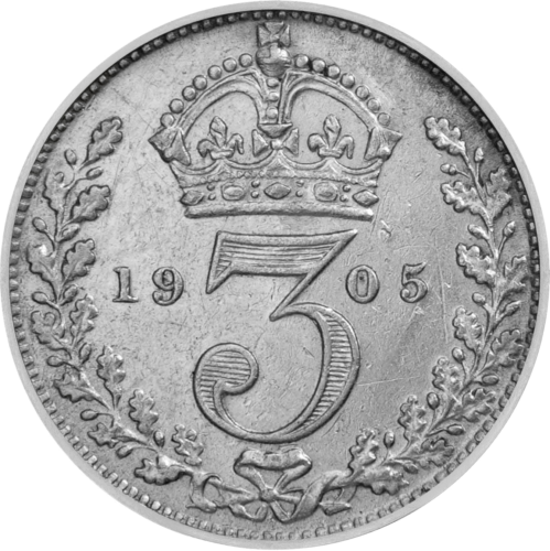 3 Pence Edward VII (1902-1910) United Kingdom silver coin (2)