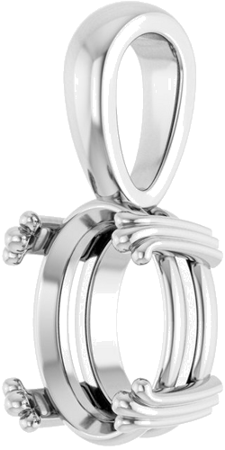 Pakabukas „Decorative Prong Solitaire“ 10k white gold Oval 10mm x 8mm (2)
