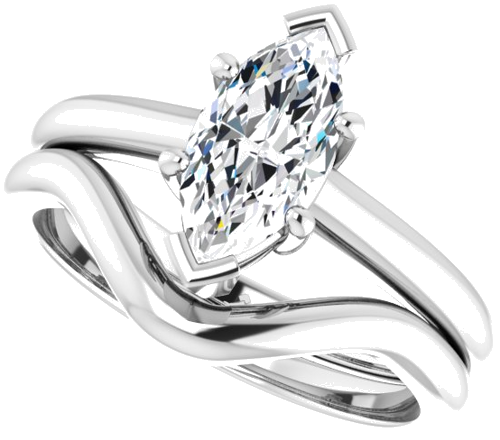 10K White 10x5 mm Marquise Solitaire Engagement Ring Mounting (10)