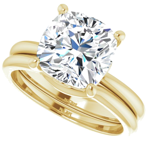 14K Yellow 9 mm Cushion Solitaire Engagement Ring Mounting (10)