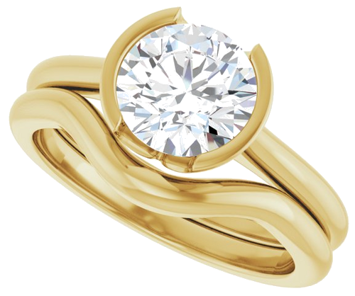 Sužadėtuvių Žiedas „Half Bezel Solitaire“ 585 Geltonojo Aukso Round 7.4mm (10)