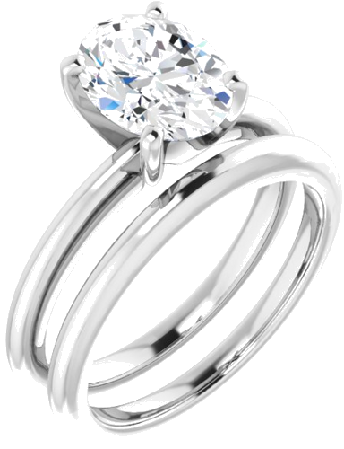 Sužadėtuvių Žiedas „Solitaire“ 585 Baltojo Aukso Oval 9mm x 7mm (6)