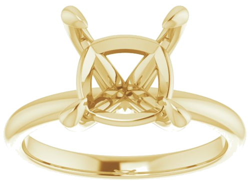 14K Yellow  9x9 mm Cushion Solitaire Engagement Ring Mounting (3)