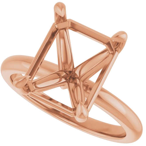 Sužadėtuvių Žiedas „Claw-Prong“ 14k rose gold Emerald 11mm x 9mm (5)
