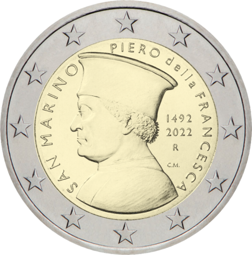2022 San Marinas Piero della Francesca 2 eurų BU moneta (3)