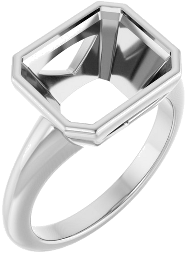 Sužadėtuvių Žiedas „Bezel-Set Solitaire“ 14k white gold Emerald 11mm x 9mm (1)