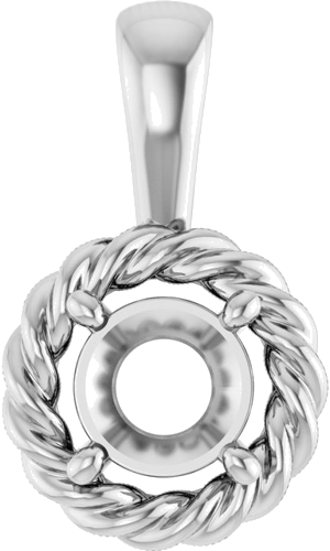 Pakabukas „Rope Solitaire Charm“ 14k white gold Round 5.5mm (1)