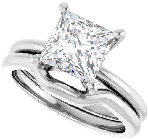 Sužadėtuvių Žiedas „Solitaire“ 585 Baltojo Aukso Square 7mm (10)