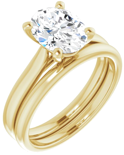 Sužadėtuvių Žiedas „Solitaire“ 585 Geltonojo Aukso Oval 9mm x 7mm (6)