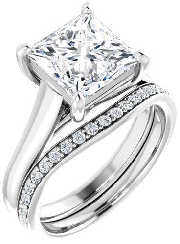 14K White 8 mm Square Solitaire Engagement Ring Mounting (6)