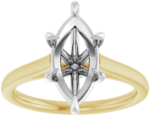 Sužadėtuvių Žiedas „Claw-Pong“ 14k yellow/white gold Marquise 13mm x 6.5mm (3)