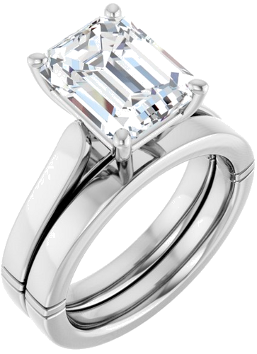 Sužadėtuvių Žiedas „Solitaire“ 14k white gold Emerald 10mm x 8mm (6)