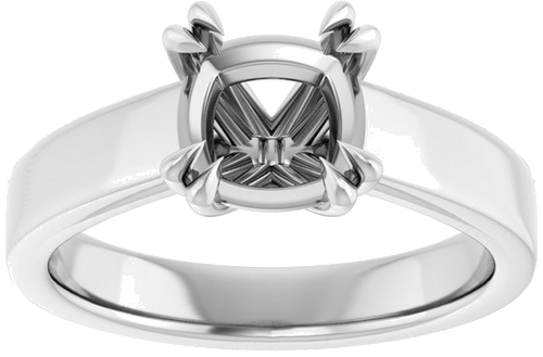 Sužadėtuvių Žiedas „Double Claw-Prong Solitaire“ 14k white gold Cushion 7mm (3)