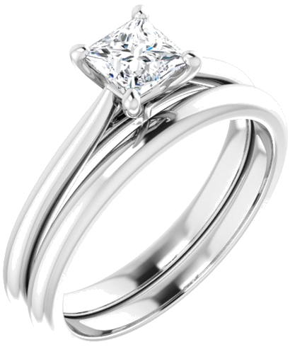 14K White 4.5 mm Square Solitaire Engagement Ring Mounting (6)