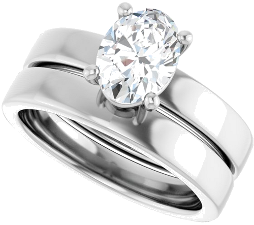 Sužadėtuvių Žiedas „Solitaire“ 10k white gold Oval 8mm x 6mm (10)