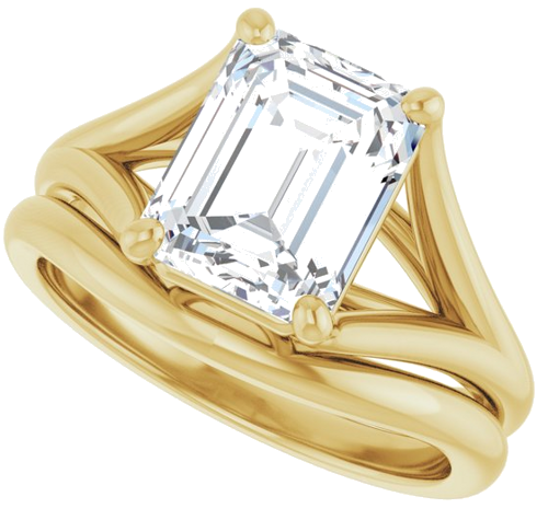 Sužadėtuvių Žiedas „Solitaire“ 585 Geltonojo Aukso Emerald 9mm x 7mm (10)