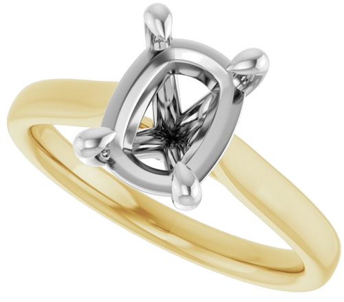 Sužadėtuvių Žiedas „Claw-Prong Solitaire“ 14k yellow/white gold Elongated Cushion 9mm x 7mm (5)