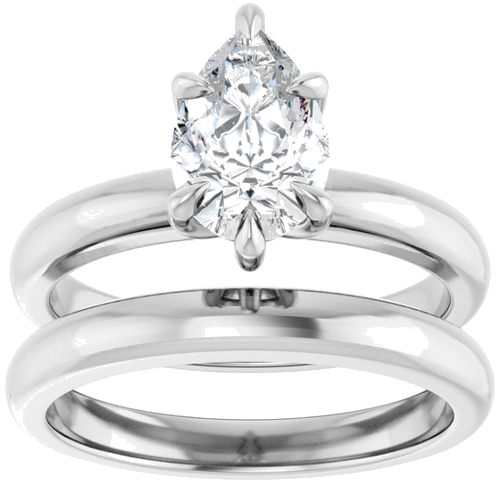 14K White 9x6 mm Pear Solitaire Engagement Ring Mounting (8)