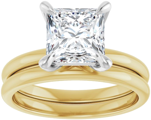 Sužadėtuvių Žiedas „Solitaire“ 14k yellow/white gold Square 7mm (8)