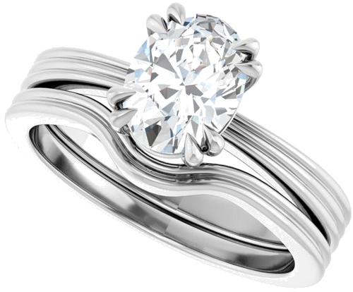 Sužadėtuvių Žiedas „Double Claw-Prong Solitaire“ 14k white gold Oval 8mm x 6mm (10)