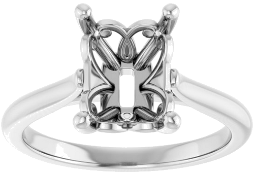 Sužadėtuvių Žiedas „Solitaire“ 585 Baltojo Aukso Emerald 9mm x 7mm (3)